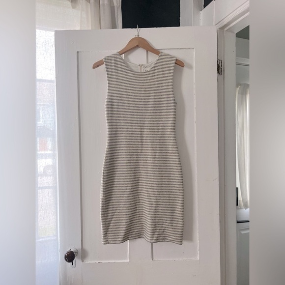BOGO Reiss Cream & Gray Striped Dress - Picture 2 of 11